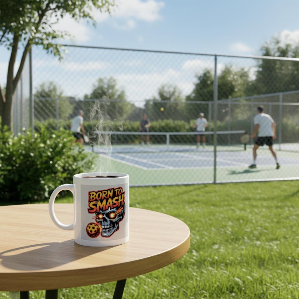 "Born To Smash" High Quality Graphic Mug for Pickleball Enthusiasts