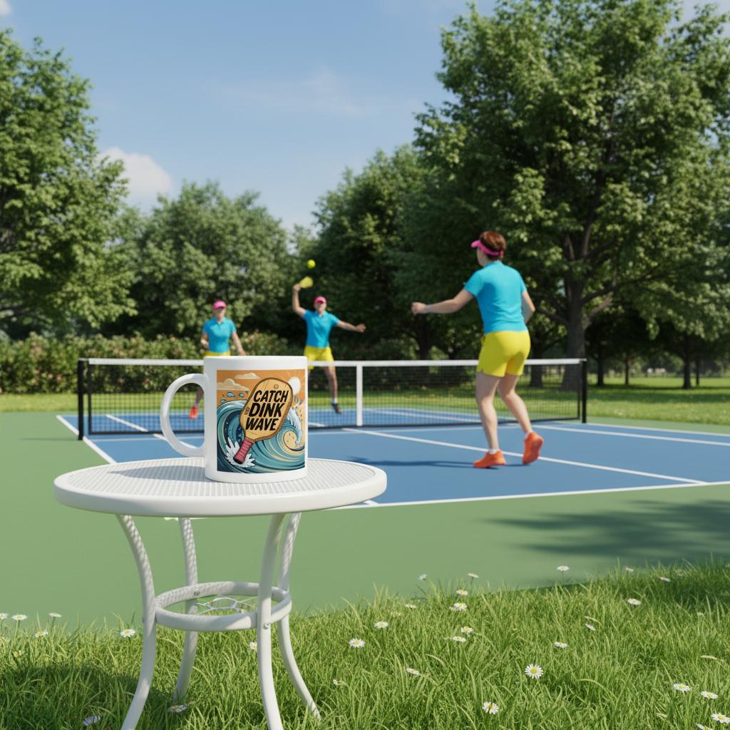 "Catch The Dink Wave" High Quality Graphic Mug for Pickleball Enthusiasts
