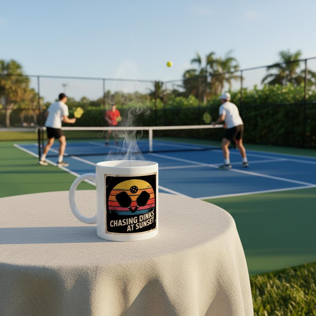 "Chasing Dinks at Sunset" High Quality Graphic Mug for Pickleball Enthusiasts