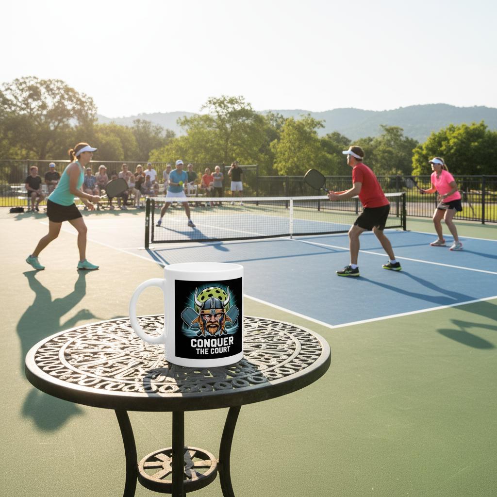 "Conquer The Court" High Quality Graphic Mug for Pickleball Enthusiasts
