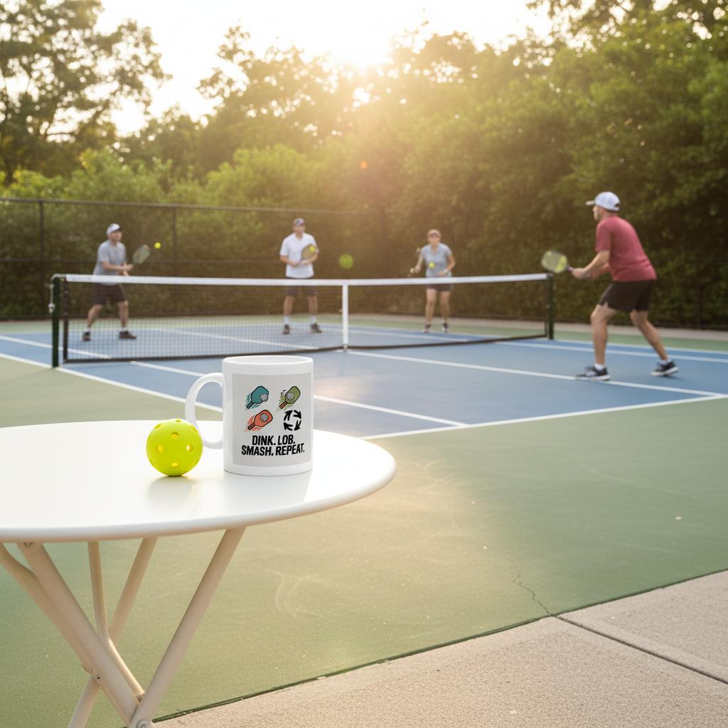 "Dink, Lob, Smash, Repeat" High Quality Graphic Mug for Pickleball Enthusiasts