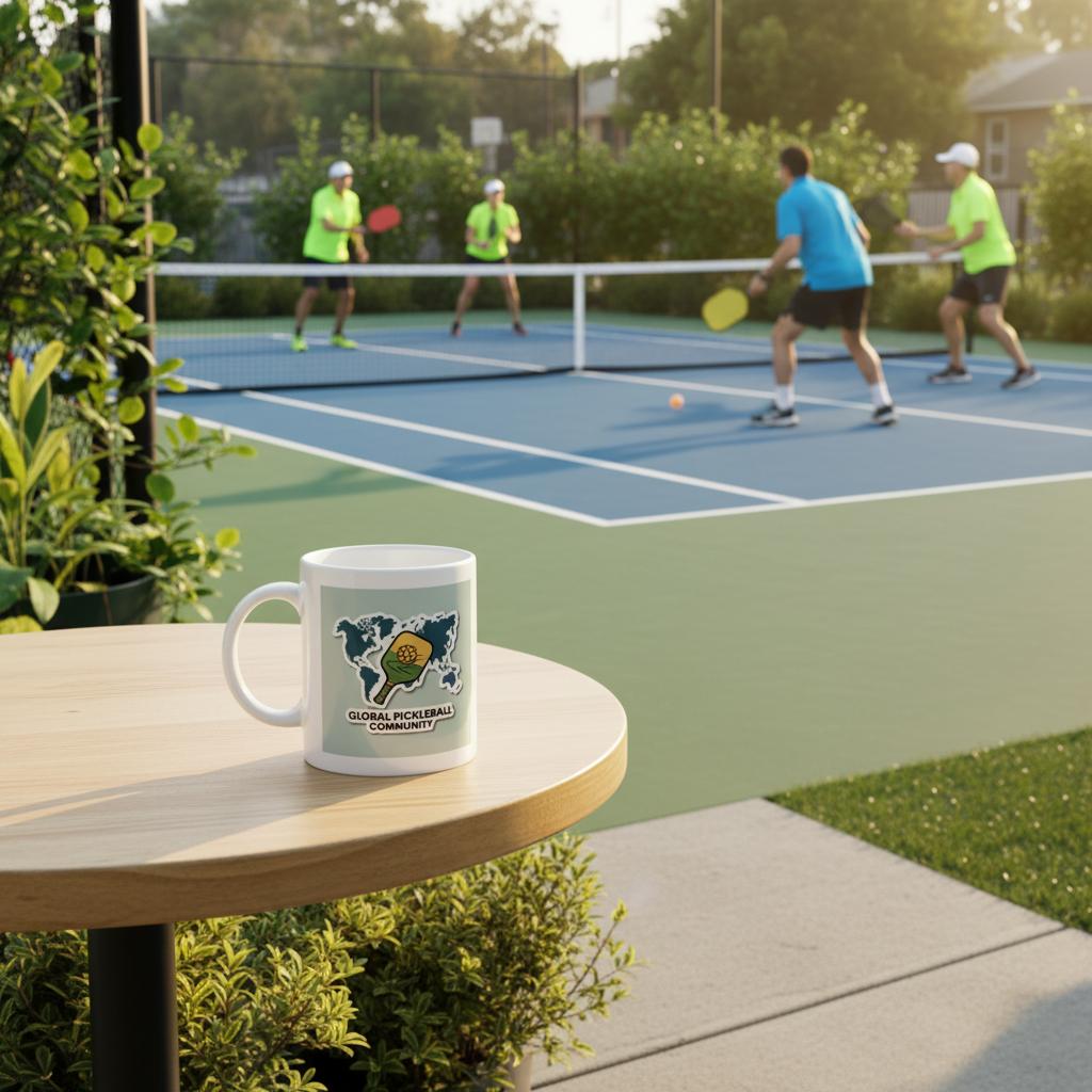 "Global Pickleball Community" High Quality Graphic Mug for Pickleball Enthusiasts