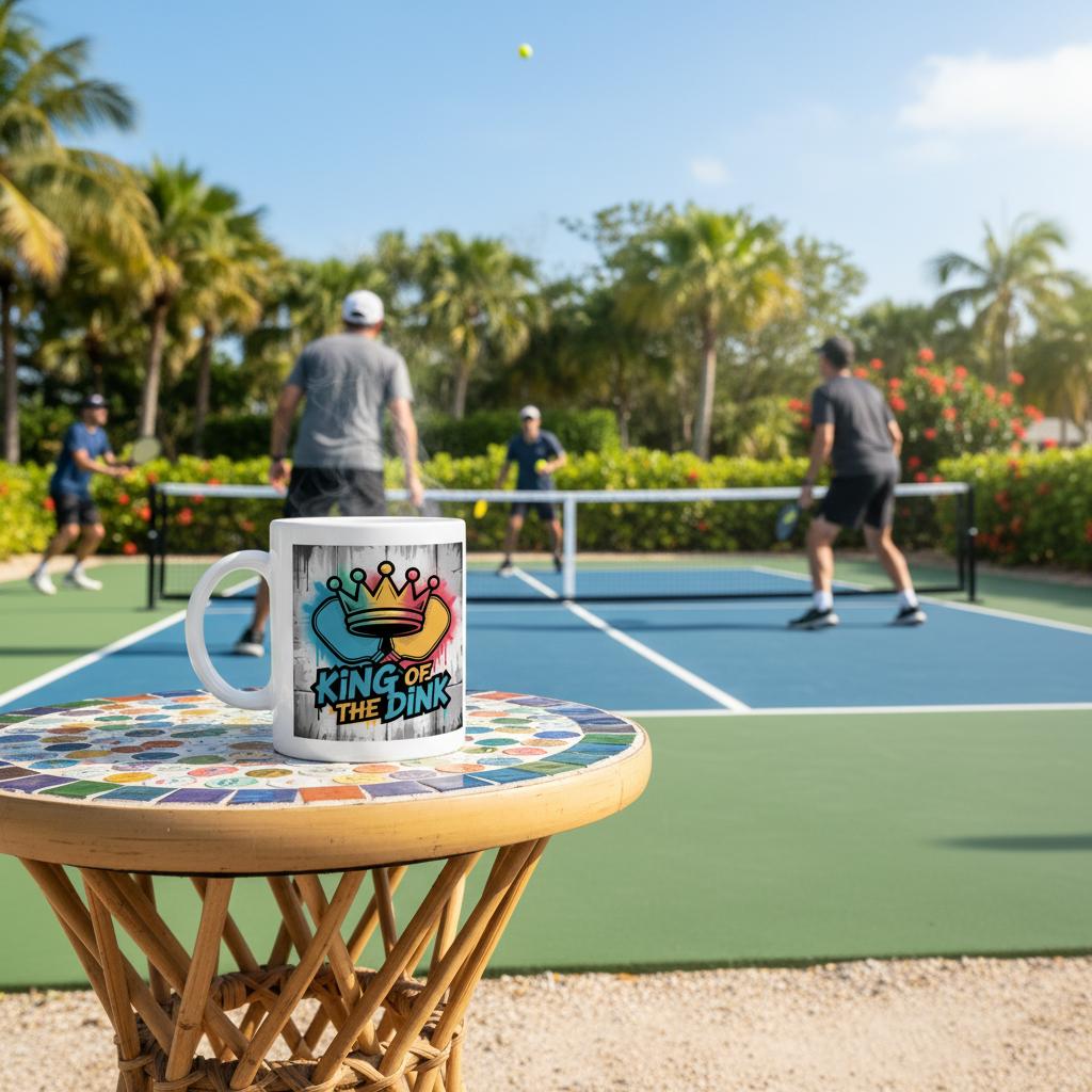 "King of the Dink" High Quality Graphic Mug for Pickleball Enthusiasts