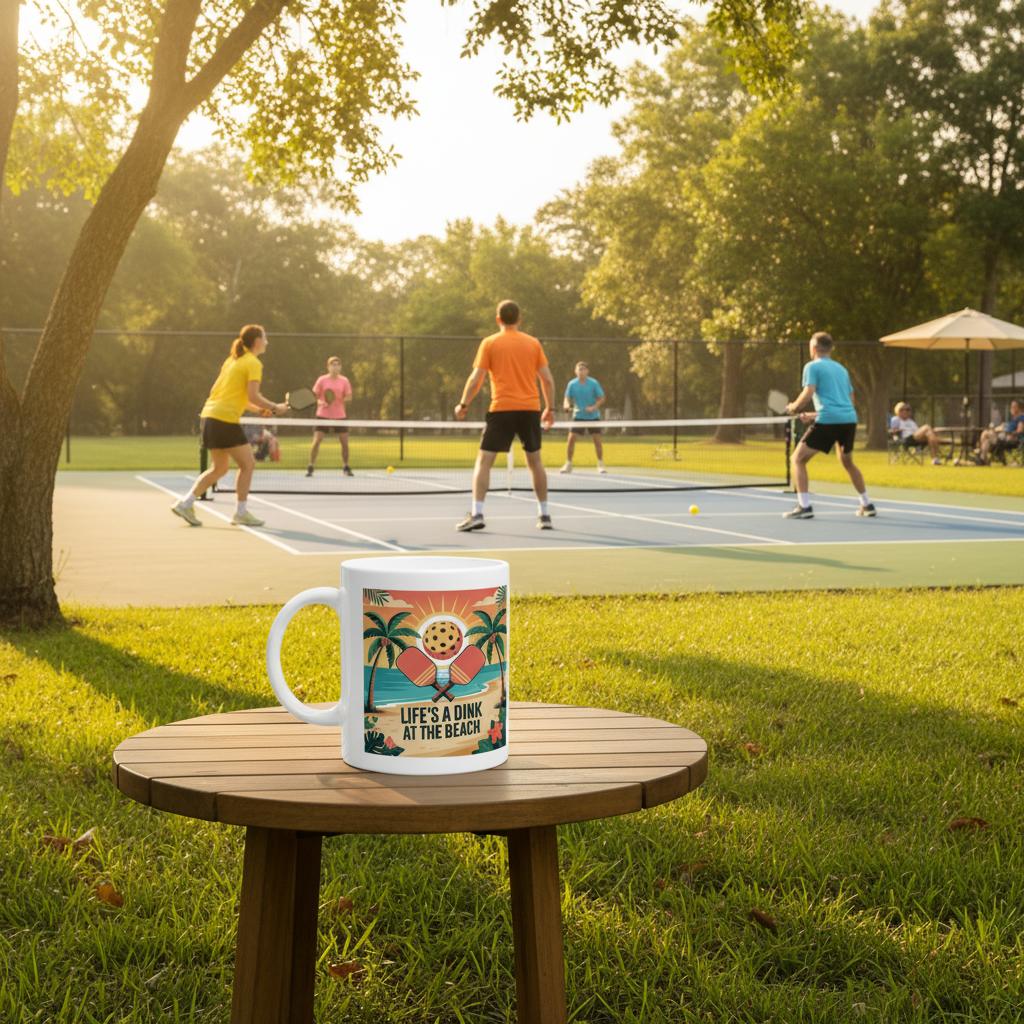 "Life's a Dink at the Beach" High Quality Graphic Mug for Pickleball Enthusiasts